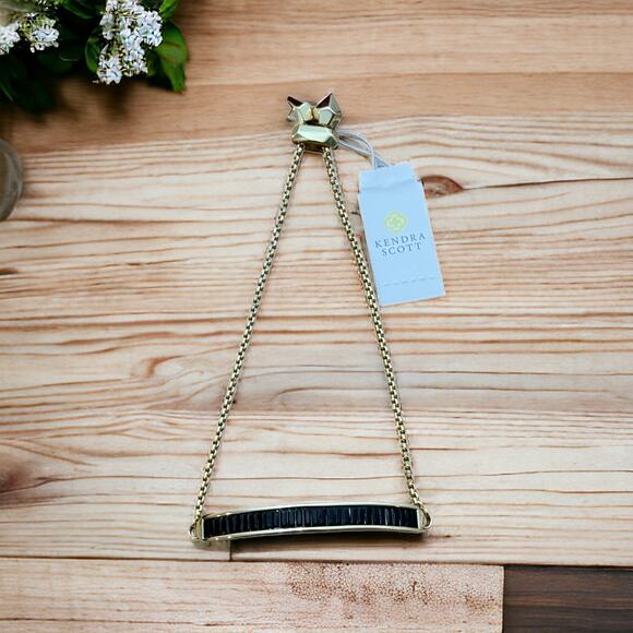 NWT! Kendra Scott Jack Adjustable Chain Bracelet in Black Spinel - Picture 1 of 5
